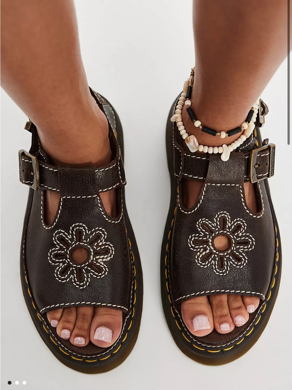 Dr Martens Dunnet Flower Sandals Kelp Brown